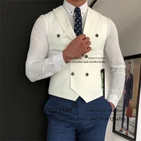 Classic Men's Suits Vest Double Breasted Customized жилетка мужская Male Business White Wedding Groomsmen Waistcoat Steampunk 1