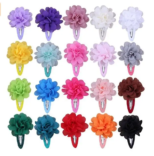 Cute 22 Colors Fashion Baby Girls Mini Chiffon Flowers Hair Clips Sweet Children Hairpins for Kids Hair Accessories