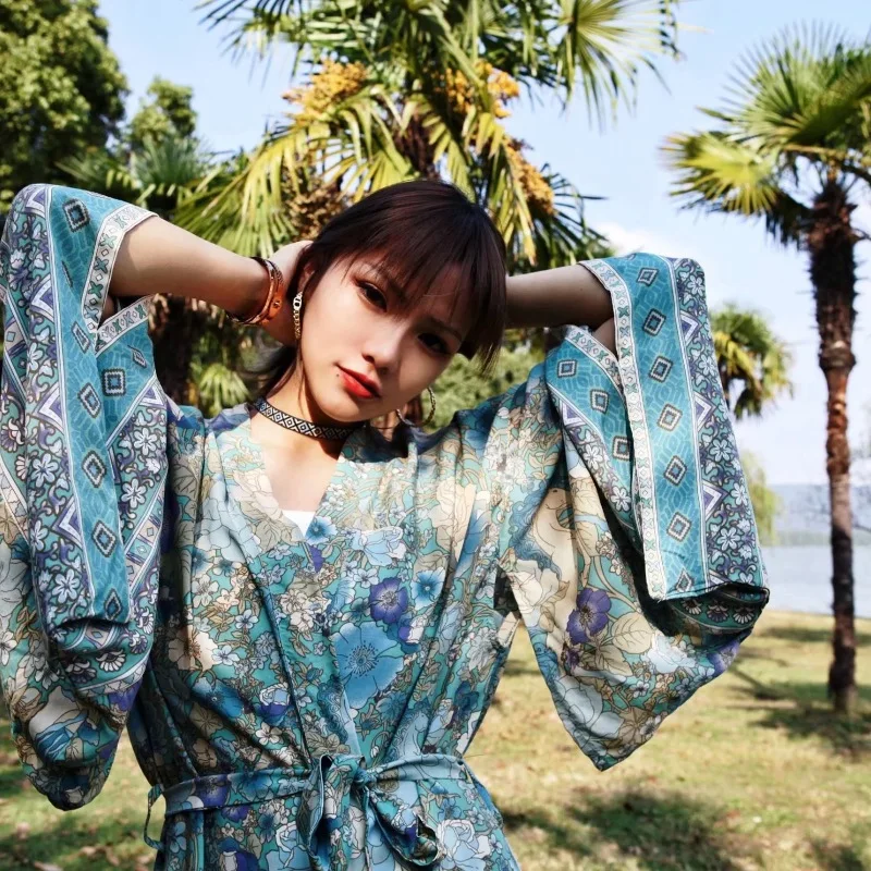 

Beach Dress Pareo Summer Sexy Cover Up Tunic Swim Suit Swimsuit Cardigan 2020 New Women Printed Cotton Print Kaftan Beach