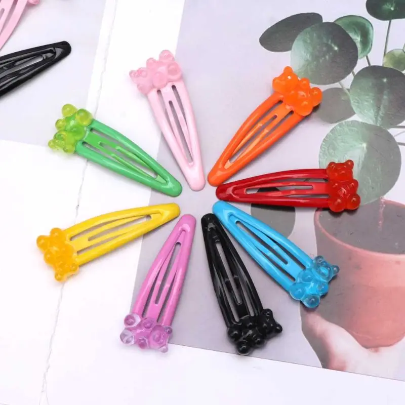 50 шт. смешанные макароны Gummy Bear Bobby Pin дети мультфильм медведь мягкие красивые заколки M6CD