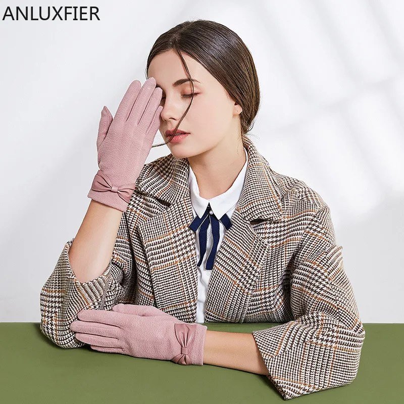 H9945 Korean Fashion Gloves Women Autumn Winter Thickened Warm Thermal Outdoor Mittens Thin Riding Driving Female Hand Muff