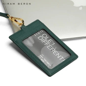 

Hiram Beron Custom Name Service Name tag Card Holder lanyard ID holder retractable cow leather card case dropship
