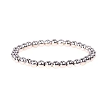 

Hot Charms Punk Unisex Women Mens Elastic Rope Thread Bracelets 6MM Copper Beads Bracelets Jewelry Simple Brass Beads Bracelets