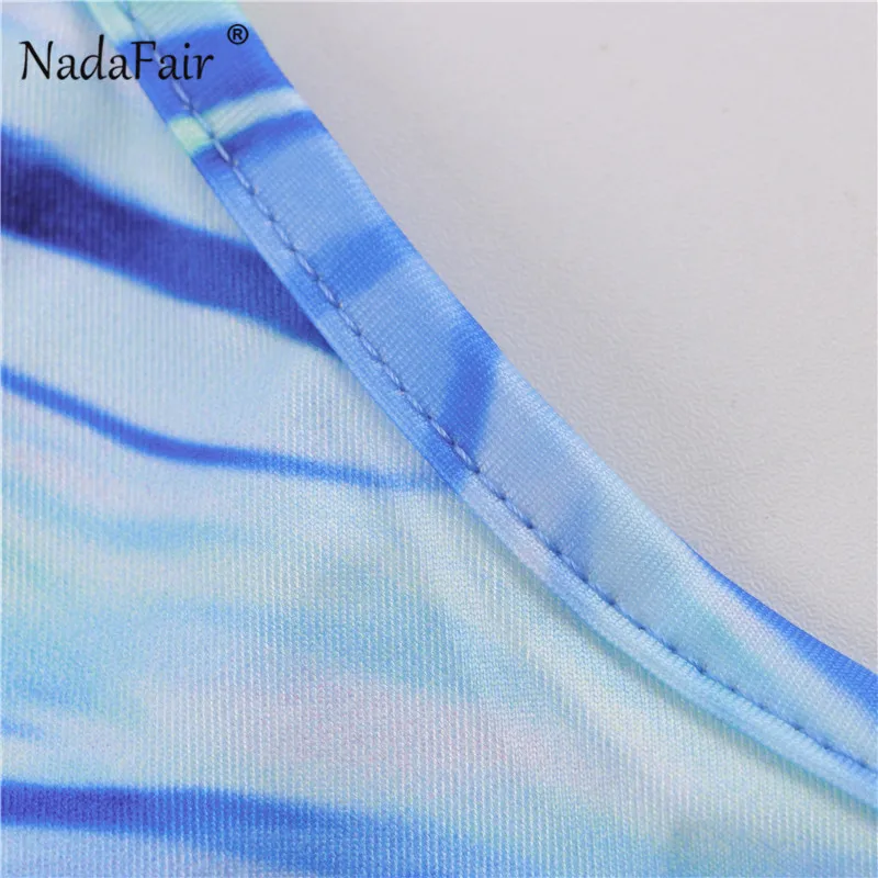 Nadafair Tie Dye Mini Dress Off Shoulder Halter Women Summer Festival Clothing Club Outfits Cut Cut Backless Sexy Bodycon Dress
