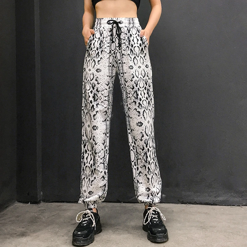 high waisted snakeskin trousers