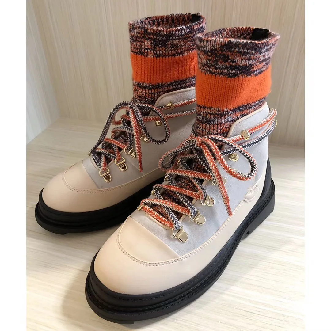 

Sheepskin genuine leather Martin boots muffin sole short boots Flat Boots snow breaking antiskid designer women boots winter