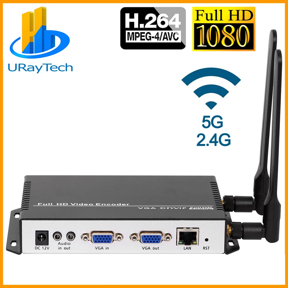 Беспроводной кодировщик потока IP URay H.264 VGA + Stereo Audio To IPTV Live потоковый WiFi с HTTP RTSP RTMP
