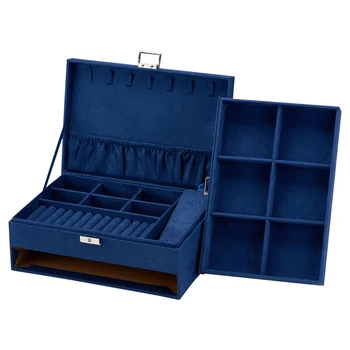 

Home Bracelets Drawer Design For Women Dressing Table With Lock Desktop Organizer Jewelry Box Faux Suede Rings Earring Necklace