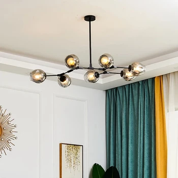 

Modern LED Chandelier For Living Room Bedroom Villa Hanging Lmaps Nordic Glass Ball Chandelier Lighting Kitchen Light Fixtures