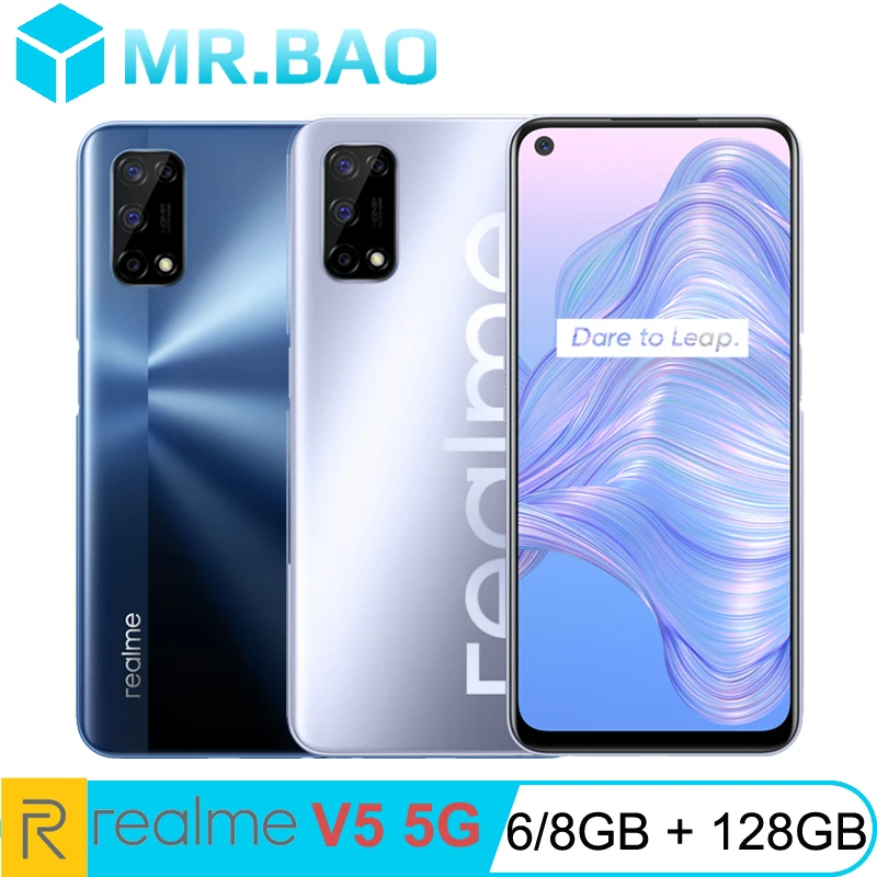 Оригинальный realme V5 6 ГБ 128 5G мобильный телефон Dimensity 720 Octa Core 5 &quotFHD + 90 Гц Full Дисплей