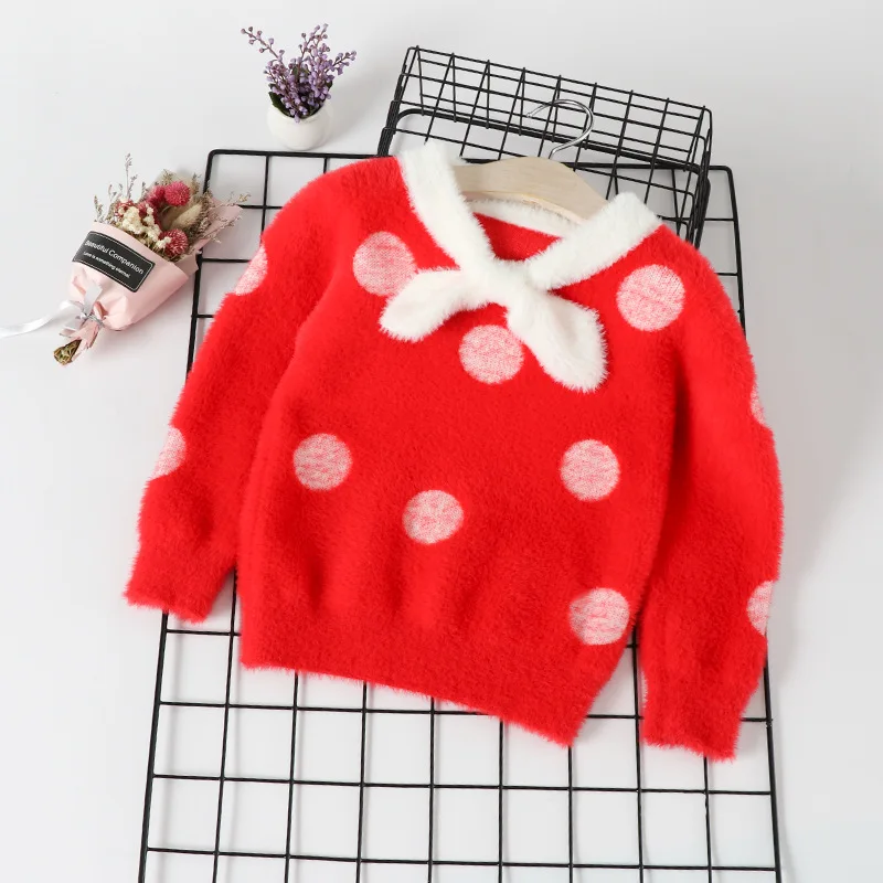 

Girl'S Sweater Thick 2019 New Style Western Style Children Fall And Winter Clothes Mink Cashmere Children Pullover Korean-style