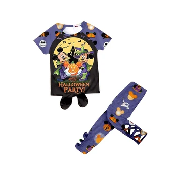 

Halloween design Children clothing set with cute cartoon prints fall styles kids wear clothes
