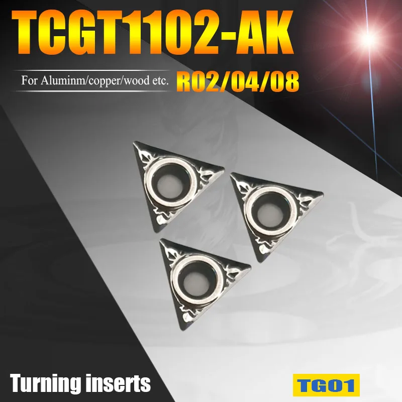 

TCGT110202-AK TCGT110204 TCGT110208 External Lathe Turning Tools Boring Carbide Inserts CNC Cutter for Aluminum/Copper/Wood-Work