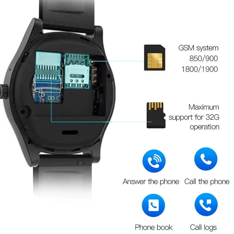 Смарт часы мужские с шагомером Bluetooth 2G GSM Micro SIM TF картой и камерой|Смарт-часы| |