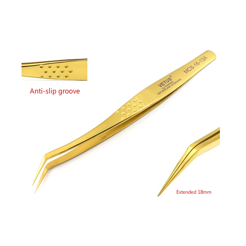 VETUS Extended Golden feather Tweezers colorful best tweezer Eyelash Extension Tweezer
