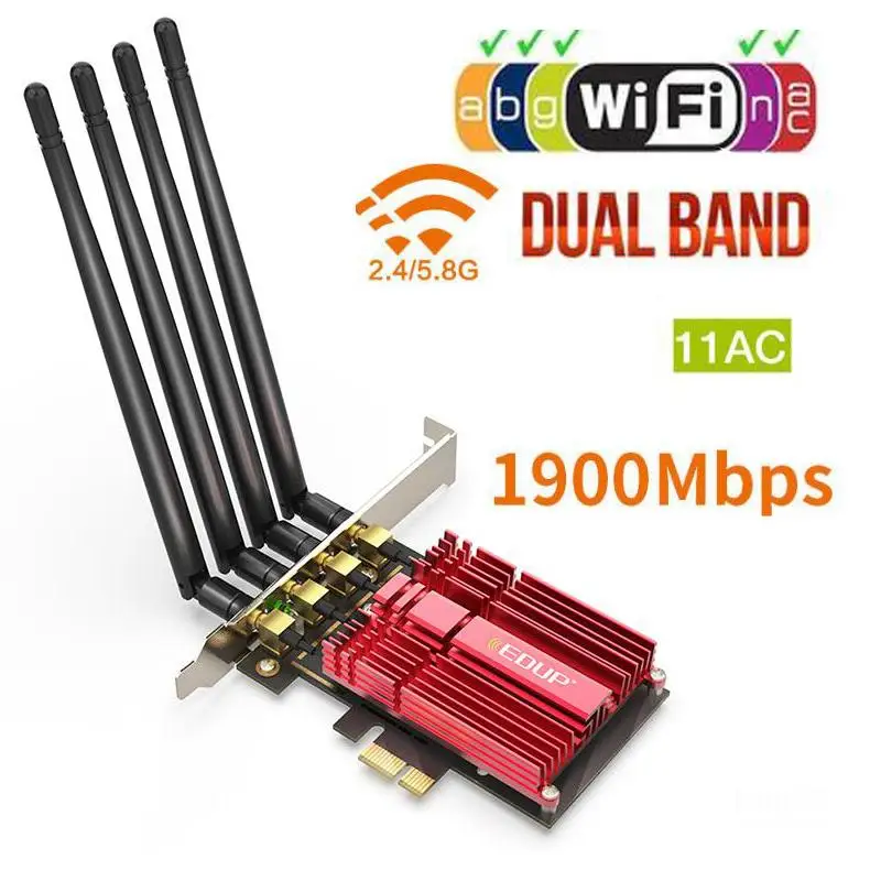 802.11AC 1900 Мбит/с высокоскоростной двухдиапазонный 2,4/5 ГГц беспроводной PCI Express адаптер ПК сетевая карта с 4* 5dBi антенны для рабочего стола