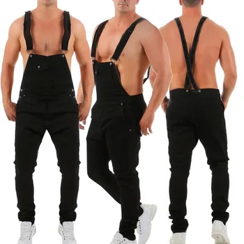 

Puimentiua Fashion Men's Ripped Jeans Jumpsuits Hi Street Distressed Denim Bib Overalls For Man Suspender Pants Size S-XXXL
