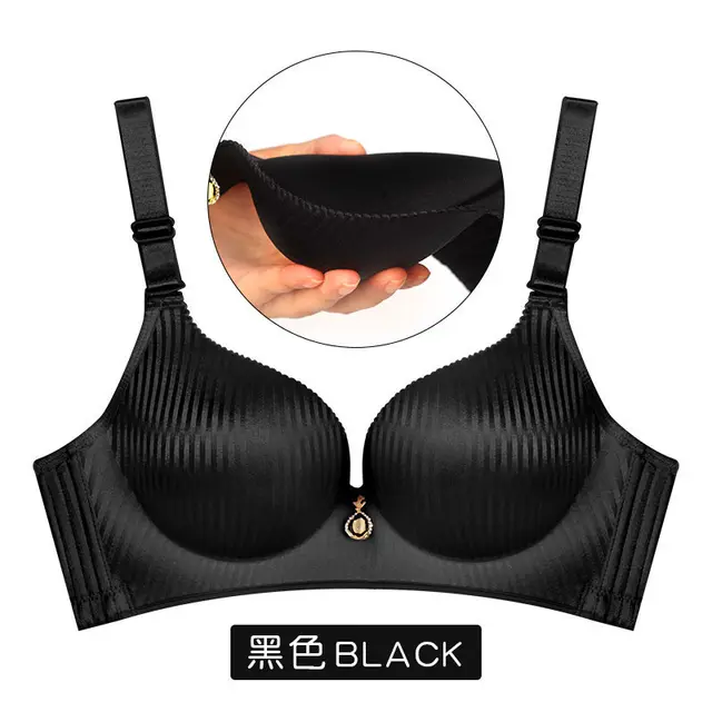 Super Push up Thickened 6cm Women Sexy Bra Small Chest Adjustable Bread Cup Bra Top Girl's Wireless Comfortable Underwear Black