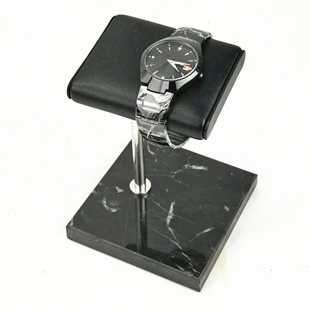 Marble and PU Leather Watch Holder Stand for Display Showcase Exposition