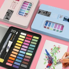 36 цветов Высокое качество твердый пигмент акварельные краски набор с водным цветом портативная Кисть ручка для рисования товары для рукоделия
