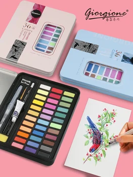 

36Colors High Quality Solid Pigment Watercolor Paints Set With Water Color Portable Brush Pen For Painting Art Supplies