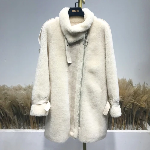 White Женское пальто из натурального меха, стрижка овец, зимнее пальто, женская Корейская шерстяная куртка, женская одежда Abrigos Mujer Invierno Z183 YY1051 - Цвет: White