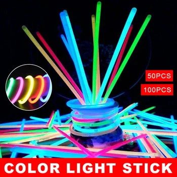 

50/100PCS Home Party Colorful Fluorescent Stick Random Color Multifunction Fashion Concert Night Running Glowing Bracelet