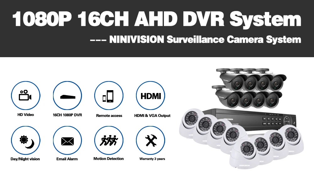 Sony 16CH AHD 1080N 1080P DVR CCTV система камер домашней безопасности 16 шт. ИК наружный 1200TVL домашний комплект видеонаблюдения ночного видения