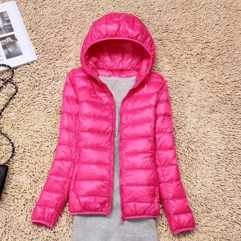 Goede 7XL Goedkope Ultra Licht Down Winter Warm Hooded Veer Puffer Jas Voor Meisje Korte Lente Herfst Jas Vrouwelijke Vrouwen Grote grootte Eend
