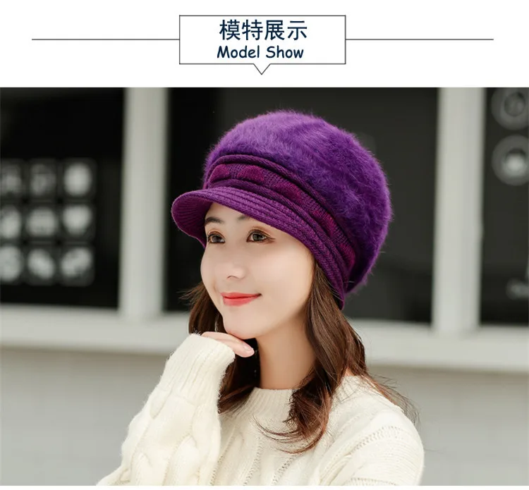 windproof lady hat winter plush velvet thick scarf cap mother warm beanies outdoor faux rabbit fur hat and collar scarf two set