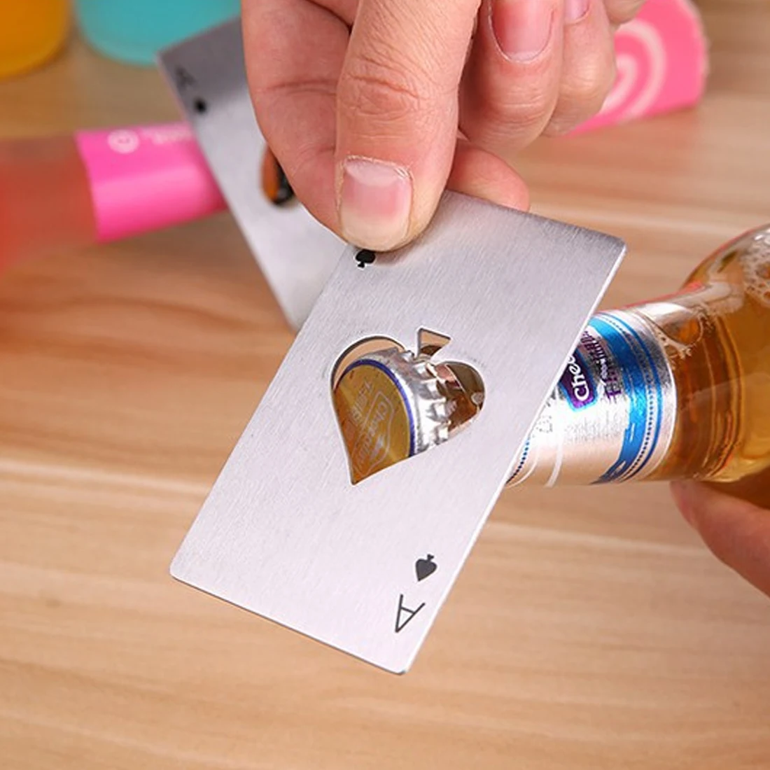 

Bar Tools Stainless Steel Kitchen Accessories Bottle Opener Beer Opener Poker Playing Card of Spades Soda Bottle Cap Opener