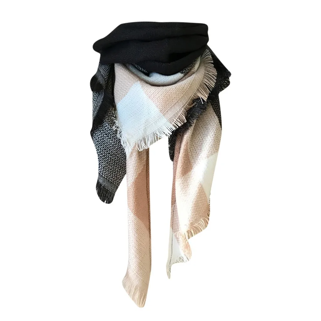 Женская Корейская Новая мода длинный шарф шаль женский осенний и зимний двусторонний дикий теплый толстый шарф с бахромой