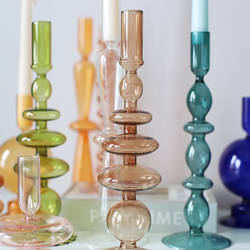 Nordic Glass candle holders romantic Dinner home decoration candlestick for birthday wedding candle holder portavelas decor candle holders