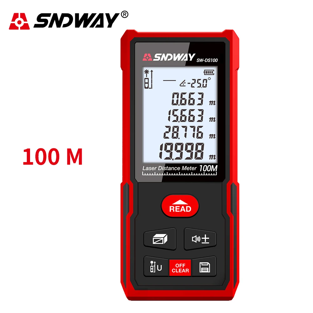 Sndway Laser Rangefinder Roulette Laser Distance Measure 50m 70m 100m 120m Digital Distance Meter Ruler Lazer Tape Range Finder