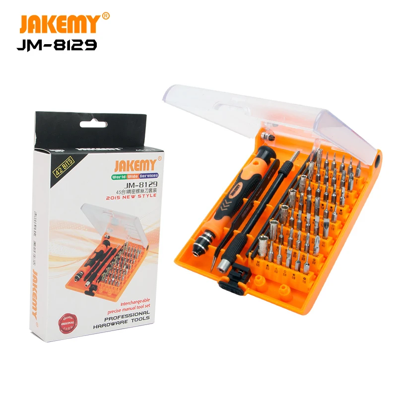 JAKEMY 45 в 1 JM-8129 поставщик фабрики Высокое качество DIY ручной инструмент Отвертка Набор для предметов дома ноутбук мобильный телефон