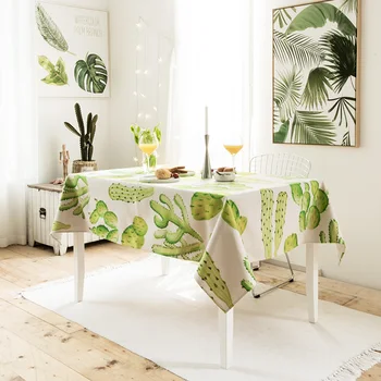 

Nordic green plant cactus tablecloth dining cotton table covers thick dressing table cloth home kitchen banquet party decoration