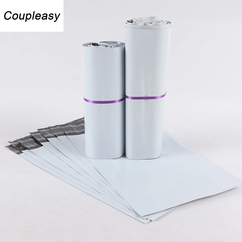 Sobres de plástico blanco autosellados, bolsa de correo impermeable, bolsas de mensajería pequeñas, 7 tamaños, 10 Uds.
