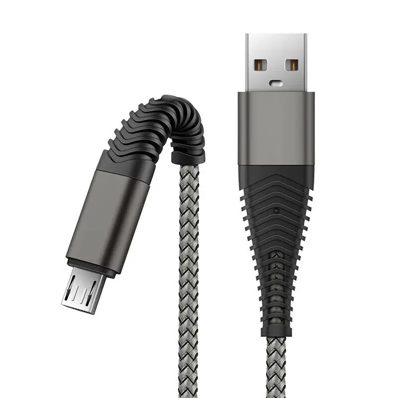 Высокая прочность Нейлон Плетеный Micro USB кабель для Зарядное устройство зарядки свинцово данных длинные телефонный кабель 1 м 2 м 3 м Горячие зарядный кабель для синхронизации данных и зарядки - Цвет: Gray(Micro USB)
