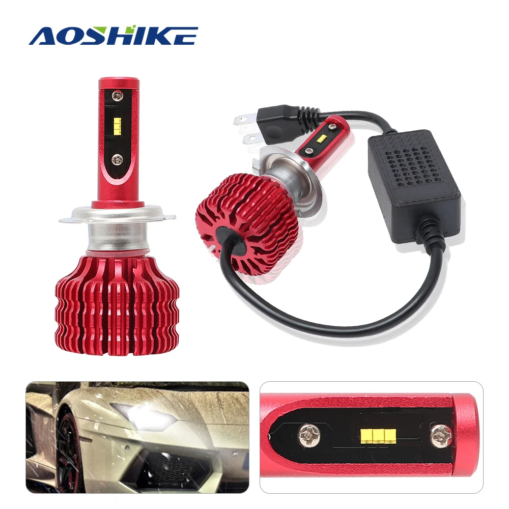 AOSHIKE 2 шт Автомобильный светодиодный фары для H1 H4 H7 H11 CSP светодиодный лампы с can-bus EMC 100W 10000LM 6000K автомобильные лампы 24V противотуманная фара