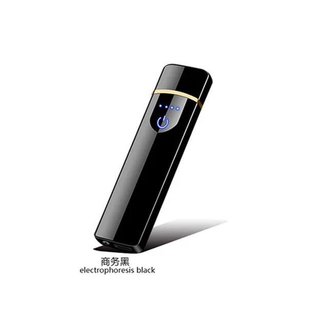 USB перезаряжаемая ветрозащитная беспламенная Электронная зажигалка ультра тонкая сигаретная Зажигалка сенсорная Индукционная двухсторонняя зажигалка подарок - Цвет: C1   83mm