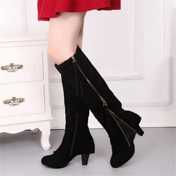 

Dropshipping new lace tassel female high boots high heel cuff fashion winter women boots zapatos de mujer shoes woman 34-43