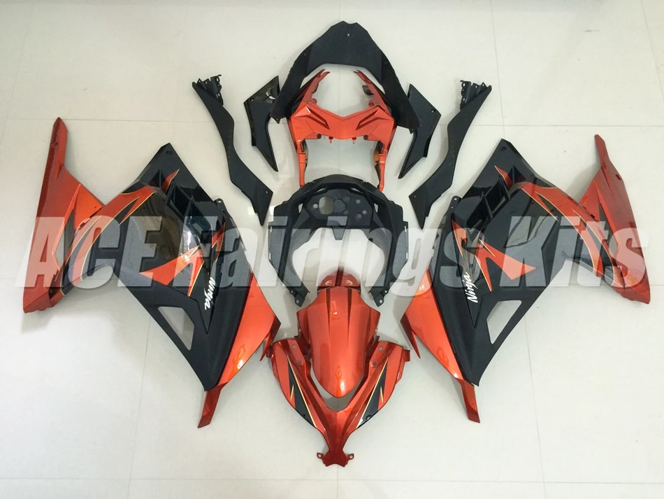 ABS обтекатель комплект для Kawasaki Ninja300 EX300 300R 2013, 13, 14, 15, 16, 17, обтекатели впрыска классный оранжевый черный