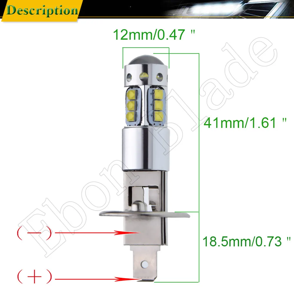 2Pcs H1 H3 Auto LED Fog Light High Power XBD 80W White Headlight Daytime Running Light Drivng Lamp Bulbs Car Accessories 12V 24V