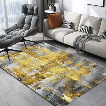

Modern Gold Gray Abstract Carpet Living Room Nordic Style Coffee Rug Floor Rug Mat Table Rug Kitchen Mat Bedside Hallway Bedroom