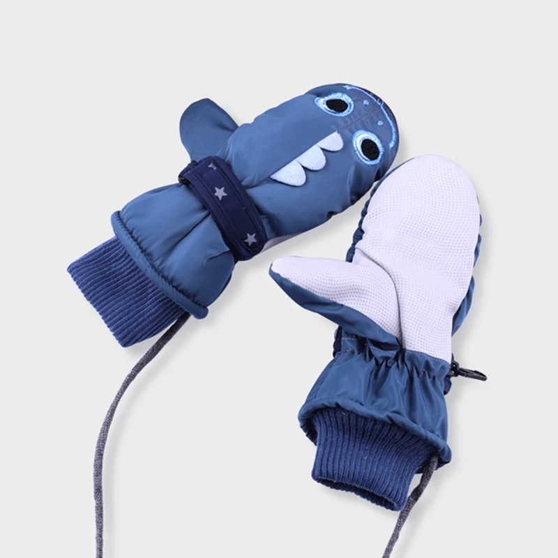 Hot Cartoon Thicken Non-slip Boys Girls Snow Mittens Plush Velvet Kids Ski Gloves Windproof Waterproof Children Snowboard Gloves