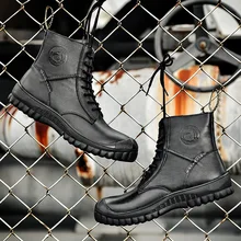 Новые трендовые мужские ботинки теплые зимние ботинки ботильоны из натуральной кожи Мужская Рабочая обувь мужские зимние ботинки на меху в стиле милитари, размеры 38-45