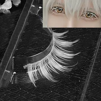 

Cosplay Makeup Looking Clear Root White Long Thick Cross False Eyelashes Reusable Long Looking Thick Clear Root