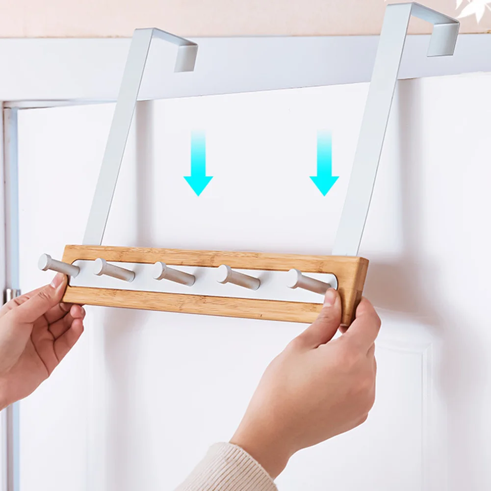 Бесследные полотенца без ногтей бамбуковый задний прочный кухонный дверной крючок Домашний Органайзер для спальни сверхмощный стеллаж для хранения пальто