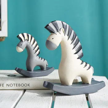 

[HHT] Cartoon Cute Resin Zebra Trojan Desktop Small Ornaments Creative Nordic Children's Bedroom Wall Shelf Home Decoration