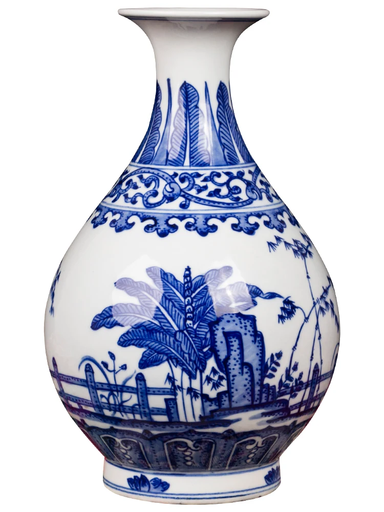 Qing Qianlong год марка расписанная вручную ваза Jingdezhen антикварная синяя и белая